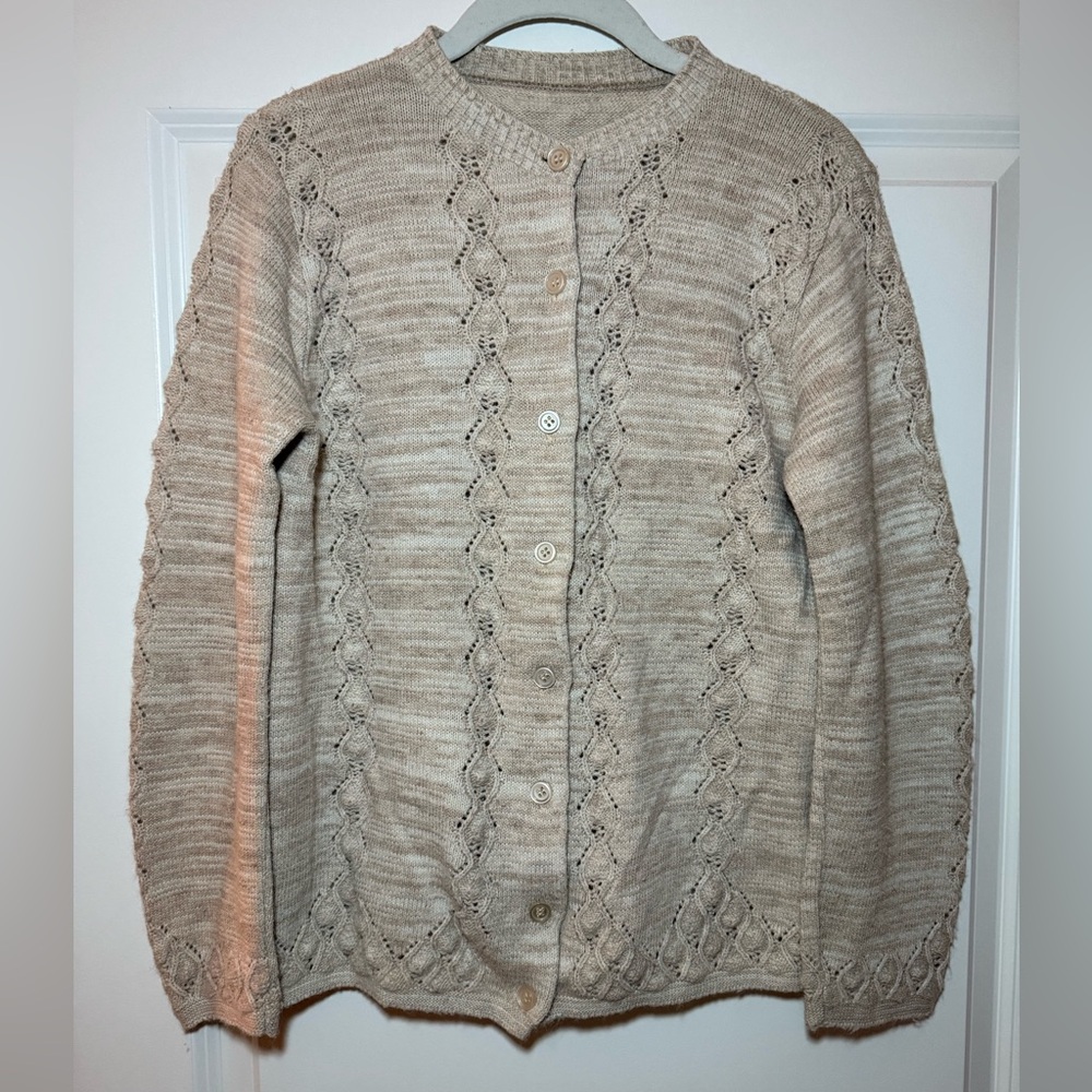 Elegant Beige Women's Cardigan Size L